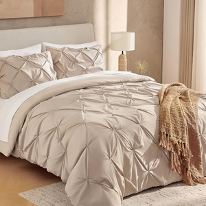 image:imageAndency TwinXL Pinch Pleat Comforter Set 68x923 Piece Lightweight Pintuck Bedding Comforters amp Sets Fluffy Down Alternative Comforter with 2 Pillow Shams for All SeasonWhiteWheat