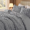 image:imageAndency Fluffy Full Size Comforter Set Cream White 3 Pieces Winter Faux Rabbit Fur Bubble Marshmallow Plush Bedding Comforter Set Mellow Warm Soft Thick Heavy Puffy Comforters Bed SetLight Grey