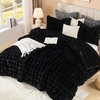 image:imageAndency Fluffy Full Size Comforter Set Cream White 3 Pieces Winter Faux Rabbit Fur Bubble Marshmallow Plush Bedding Comforter Set Mellow Warm Soft Thick Heavy Puffy Comforters Bed SetBlack