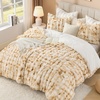 image:imageAndency Fluffy Full Size Comforter Set Cream White 3 Pieces Winter Faux Rabbit Fur Bubble Marshmallow Plush Bedding Comforter Set Mellow Warm Soft Thick Heavy Puffy Comforters Bed SetTiedyed Beige