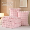image:imageAndency Fluffy Full Size Comforter Set Cream White 3 Pieces Winter Faux Rabbit Fur Bubble Marshmallow Plush Bedding Comforter Set Mellow Warm Soft Thick Heavy Puffy Comforters Bed SetPink