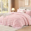 image:imageAndency Fluffy Full Size Comforter Set Cream White 3 Pieces Winter Faux Rabbit Fur Bubble Marshmallow Plush Bedding Comforter Set Mellow Warm Soft Thick Heavy Puffy Comforters Bed SetPink