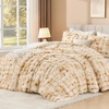 image:imageAndency Fluffy Full Size Comforter Set Cream White 3 Pieces Winter Faux Rabbit Fur Bubble Marshmallow Plush Bedding Comforter Set Mellow Warm Soft Thick Heavy Puffy Comforters Bed SetTiedyed Beige