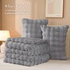 image:imageAndency Fluffy Full Size Comforter Set Cream White 3 Pieces Winter Faux Rabbit Fur Bubble Marshmallow Plush Bedding Comforter Set Mellow Warm Soft Thick Heavy Puffy Comforters Bed SetLight Grey