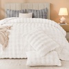 image:imageAndency Fluffy Full Size Comforter Set Cream White 3 Pieces Winter Faux Rabbit Fur Bubble Marshmallow Plush Bedding Comforter Set Mellow Warm Soft Thick Heavy Puffy Comforters Bed SetWhite