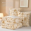 image:imageAndency Fluffy Full Size Comforter Set Cream White 3 Pieces Winter Faux Rabbit Fur Bubble Marshmallow Plush Bedding Comforter Set Mellow Warm Soft Thick Heavy Puffy Comforters Bed SetTiedyed Beige