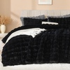 image:imageAndency Fluffy Full Size Comforter Set Cream White 3 Pieces Winter Faux Rabbit Fur Bubble Marshmallow Plush Bedding Comforter Set Mellow Warm Soft Thick Heavy Puffy Comforters Bed SetBlack
