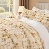 image:imageAndency Fluffy Full Size Comforter Set Cream White 3 Pieces Winter Faux Rabbit Fur Bubble Marshmallow Plush Bedding Comforter Set Mellow Warm Soft Thick Heavy Puffy Comforters Bed SetTiedyed Beige