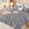 image:imageAndency Fluffy Full Size Comforter Set Cream White 3 Pieces Winter Faux Rabbit Fur Bubble Marshmallow Plush Bedding Comforter Set Mellow Warm Soft Thick Heavy Puffy Comforters Bed SetLight Grey