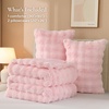 image:imageAndency Fluffy Full Size Comforter Set Cream White 3 Pieces Winter Faux Rabbit Fur Bubble Marshmallow Plush Bedding Comforter Set Mellow Warm Soft Thick Heavy Puffy Comforters Bed SetPink