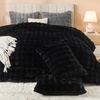 image:imageAndency Fluffy Full Size Comforter Set Cream White 3 Pieces Winter Faux Rabbit Fur Bubble Marshmallow Plush Bedding Comforter Set Mellow Warm Soft Thick Heavy Puffy Comforters Bed SetBlack