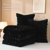 image:imageAndency Fluffy Full Size Comforter Set Cream White 3 Pieces Winter Faux Rabbit Fur Bubble Marshmallow Plush Bedding Comforter Set Mellow Warm Soft Thick Heavy Puffy Comforters Bed SetBlack