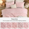 image:imageAndency Fluffy Full Size Comforter Set Cream White 3 Pieces Winter Faux Rabbit Fur Bubble Marshmallow Plush Bedding Comforter Set Mellow Warm Soft Thick Heavy Puffy Comforters Bed SetPink
