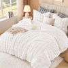 image:imageAndency Fluffy Full Size Comforter Set Cream White 3 Pieces Winter Faux Rabbit Fur Bubble Marshmallow Plush Bedding Comforter Set Mellow Warm Soft Thick Heavy Puffy Comforters Bed SetWhite