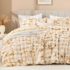 image:imageAndency Fluffy Full Size Comforter Set Cream White 3 Pieces Winter Faux Rabbit Fur Bubble Marshmallow Plush Bedding Comforter Set Mellow Warm Soft Thick Heavy Puffy Comforters Bed SetTiedyed Beige