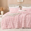 image:imageAndency Fluffy Full Size Comforter Set Cream White 3 Pieces Winter Faux Rabbit Fur Bubble Marshmallow Plush Bedding Comforter Set Mellow Warm Soft Thick Heavy Puffy Comforters Bed SetPink