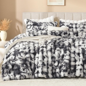 image:imageAndency Fluffy Full Size Comforter Set Cream White 3 Pieces Winter Faux Rabbit Fur Bubble Marshmallow Plush Bedding Comforter Set Mellow Warm Soft Thick Heavy Puffy Comforters Bed SetTiedyed Grey