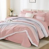 image:imageAndency Full Size Comforter Set Teal 7 Pieces  Bed in a Bag Full Soft Lightweight Reversible Bedding Set with Striped Comforter Fitted amp Flat Sheet Pillowcases amp Shams05  Pink