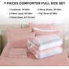 image:imageAndency Full Size Comforter Set Teal 7 Pieces  Bed in a Bag Full Soft Lightweight Reversible Bedding Set with Striped Comforter Fitted amp Flat Sheet Pillowcases amp Shams05  Pink