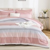 image:imageAndency Full Size Comforter Set Teal 7 Pieces  Bed in a Bag Full Soft Lightweight Reversible Bedding Set with Striped Comforter Fitted amp Flat Sheet Pillowcases amp Shams05  Pink