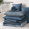 image:imageAndency Full Size Comforter Set Teal 7 Pieces  Bed in a Bag Full Soft Lightweight Reversible Bedding Set with Striped Comforter Fitted amp Flat Sheet Pillowcases amp Shams13  Haze Blue