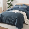 image:imageAndency Full Size Comforter Set Teal 7 Pieces  Bed in a Bag Full Soft Lightweight Reversible Bedding Set with Striped Comforter Fitted amp Flat Sheet Pillowcases amp Shams13  Haze Blue