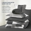 image:imageAndency Full Size Comforter Set Teal 7 Pieces  Bed in a Bag Full Soft Lightweight Reversible Bedding Set with Striped Comforter Fitted amp Flat Sheet Pillowcases amp Shams09  Dark Grey