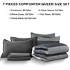 image:imageAndency Full Size Comforter Set Teal 7 Pieces  Bed in a Bag Full Soft Lightweight Reversible Bedding Set with Striped Comforter Fitted amp Flat Sheet Pillowcases amp Shams02  Black White