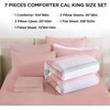 image:imageAndency Full Size Comforter Set Teal 7 Pieces  Bed in a Bag Full Soft Lightweight Reversible Bedding Set with Striped Comforter Fitted amp Flat Sheet Pillowcases amp Shams05  Pink