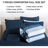 image:imageAndency Full Size Comforter Set Teal 7 Pieces  Bed in a Bag Full Soft Lightweight Reversible Bedding Set with Striped Comforter Fitted amp Flat Sheet Pillowcases amp Shams04  Navy Blue