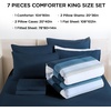 image:imageAndency Full Size Comforter Set Teal 7 Pieces  Bed in a Bag Full Soft Lightweight Reversible Bedding Set with Striped Comforter Fitted amp Flat Sheet Pillowcases amp Shams04  Navy Blue