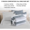 image:imageAndency Full Size Comforter Set Teal 7 Pieces  Bed in a Bag Full Soft Lightweight Reversible Bedding Set with Striped Comforter Fitted amp Flat Sheet Pillowcases amp Shams06  Light Grey
