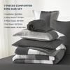 image:imageAndency Full Size Comforter Set Teal 7 Pieces  Bed in a Bag Full Soft Lightweight Reversible Bedding Set with Striped Comforter Fitted amp Flat Sheet Pillowcases amp Shams09  Dark Grey