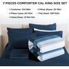 image:imageAndency Full Size Comforter Set Teal 7 Pieces  Bed in a Bag Full Soft Lightweight Reversible Bedding Set with Striped Comforter Fitted amp Flat Sheet Pillowcases amp Shams04  Navy Blue