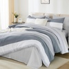 image:imageAndency Full Size Comforter Set Teal 7 Pieces  Bed in a Bag Full Soft Lightweight Reversible Bedding Set with Striped Comforter Fitted amp Flat Sheet Pillowcases amp Shams06  Light Grey