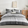 image:imageAndency Full Size Comforter Set Teal 7 Pieces  Bed in a Bag Full Soft Lightweight Reversible Bedding Set with Striped Comforter Fitted amp Flat Sheet Pillowcases amp Shams09  Dark Grey