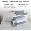 image:imageAndency Full Size Comforter Set Teal 7 Pieces  Bed in a Bag Full Soft Lightweight Reversible Bedding Set with Striped Comforter Fitted amp Flat Sheet Pillowcases amp Shams06  Light Grey