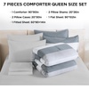 image:imageAndency Full Size Comforter Set Teal 7 Pieces  Bed in a Bag Full Soft Lightweight Reversible Bedding Set with Striped Comforter Fitted amp Flat Sheet Pillowcases amp Shams06  Light Grey