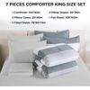 image:imageAndency Full Size Comforter Set Teal 7 Pieces  Bed in a Bag Full Soft Lightweight Reversible Bedding Set with Striped Comforter Fitted amp Flat Sheet Pillowcases amp Shams06  Light Grey