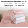 image:imageAndency Full Size Comforter Set Teal 7 Pieces  Bed in a Bag Full Soft Lightweight Reversible Bedding Set with Striped Comforter Fitted amp Flat Sheet Pillowcases amp Shams05  Pink