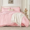 image:imageAndency Oversized Queen Comforter Set 7 Pieces Beige Bedding  Boho Bed in a Bag Soft Lightweight Fringe Bed Set with Comforter98x98 Sheets Pillowcases amp Shams16  Light Pink