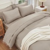 image:imageAndency Oversized Queen Comforter Set 7 Pieces Beige Bedding  Boho Bed in a Bag Soft Lightweight Fringe Bed Set with Comforter98x98 Sheets Pillowcases amp Shams07  Wheat