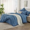 image:imageAndency Oversized Queen Comforter Set 7 Pieces Beige Bedding  Boho Bed in a Bag Soft Lightweight Fringe Bed Set with Comforter98x98 Sheets Pillowcases amp Shams19  Sea Blue