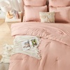 image:imageAndency Oversized Queen Comforter Set 7 Pieces Beige Bedding  Boho Bed in a Bag Soft Lightweight Fringe Bed Set with Comforter98x98 Sheets Pillowcases amp Shams13  Pink