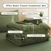 image:imageAndency Oversized Queen Comforter Set 7 Pieces Beige Bedding  Boho Bed in a Bag Soft Lightweight Fringe Bed Set with Comforter98x98 Sheets Pillowcases amp Shams03  Olive Green