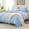 image:imageAndency Oversized Queen Comforter Set 7 Pieces Beige Bedding  Boho Bed in a Bag Soft Lightweight Fringe Bed Set with Comforter98x98 Sheets Pillowcases amp Shams15  Light Blue