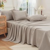 image:imageAndency Oversized Queen Comforter Set 7 Pieces Beige Bedding  Boho Bed in a Bag Soft Lightweight Fringe Bed Set with Comforter98x98 Sheets Pillowcases amp Shams07  Wheat