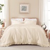 image:imageQueen Comforter Set Pink Bow amp Ruffle Bedding 3 Pieces  White with Green Leaf Floral Print Farmhouse Romantic Bedding Set90x90 InchBeige
