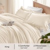 image:imageQueen Comforter Set Pink Bow amp Ruffle Bedding 3 Pieces  White with Green Leaf Floral Print Farmhouse Romantic Bedding Set90x90 InchBeige