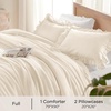 image:imageQueen Comforter Set Pink Bow amp Ruffle Bedding 3 Pieces  White with Green Leaf Floral Print Farmhouse Romantic Bedding Set90x90 InchBeige